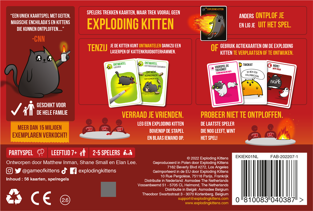 Exploding Kittens – Familiespel - Het hilarische kaartspel met katten en explosies | Vanaf 7 jaar