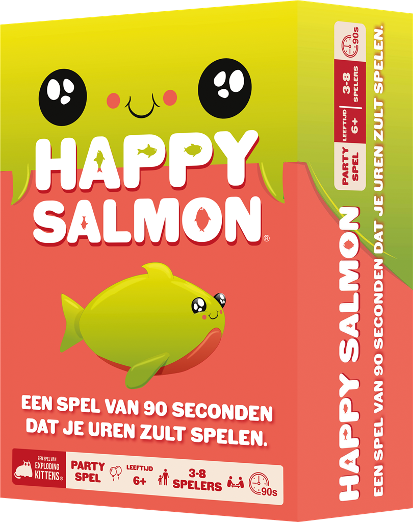 Happy Salmon – Het hilarische partyspel waarbij je niet stil kunt blijven zitten! | Vanaf 6 jaar