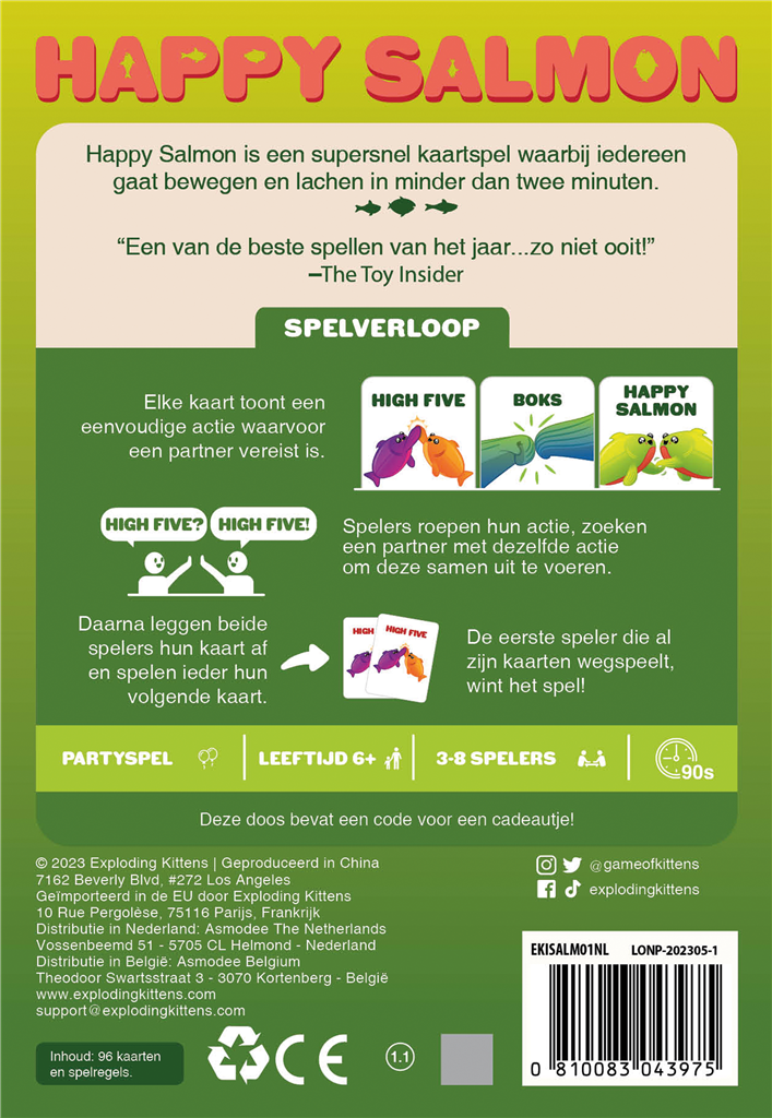 Happy Salmon – Het hilarische partyspel waarbij je niet stil kunt blijven zitten! | Vanaf 6 jaar