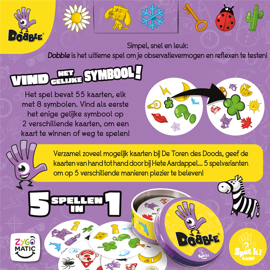 Dobble – Familiespel - Het snelle kaartspel vol snelheid en observatie | Vanaf 6 jaar